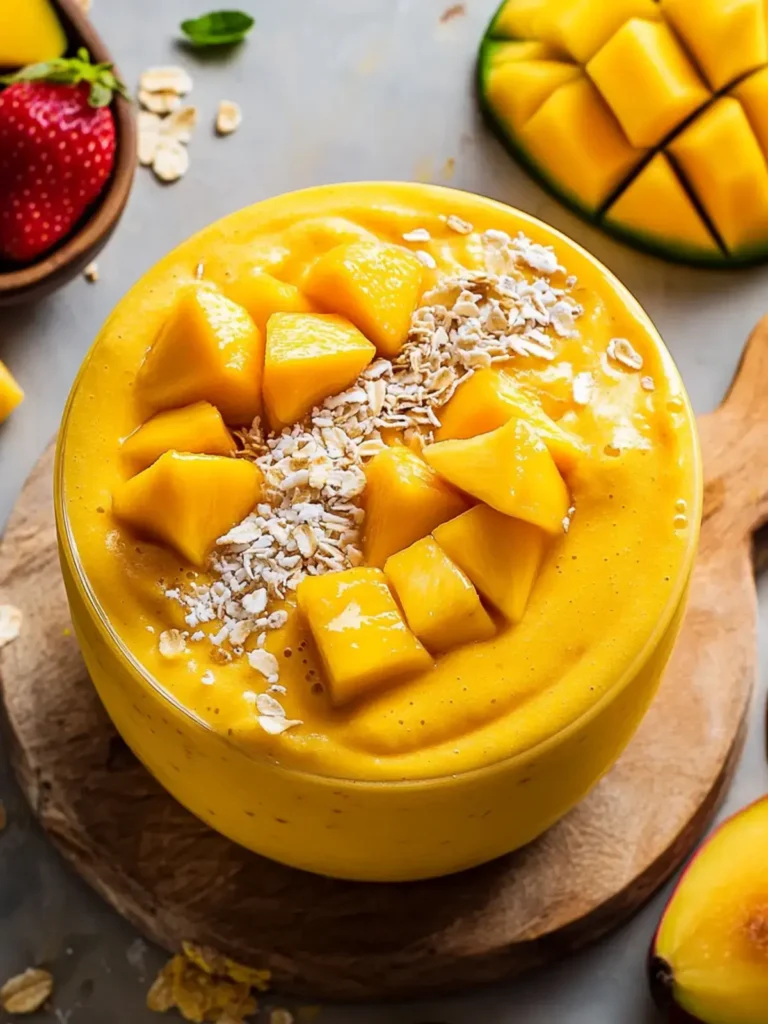 Dicke und cremige Mango Smoothie Schüssel für ein köstliches Frühstück