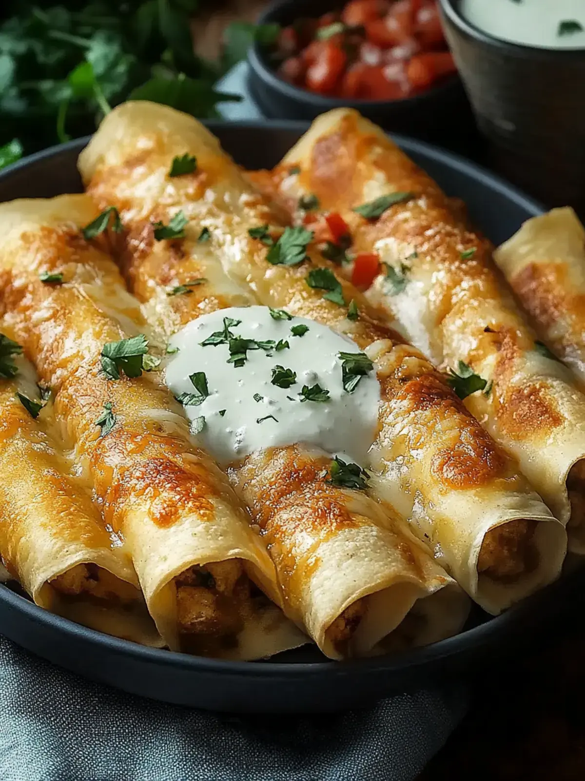 gebackene Frischkäse-Hühnchen-Taquitos
