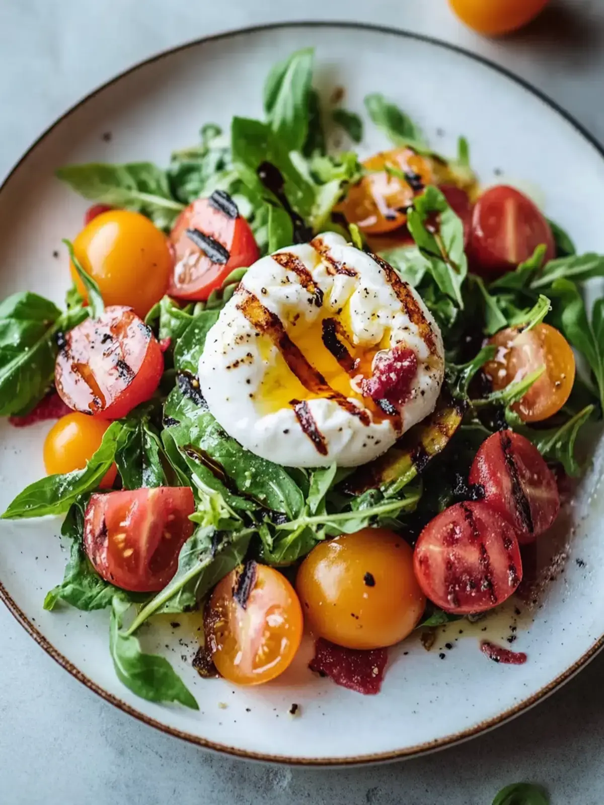 gegrillter Nektarinen Burrata Salat