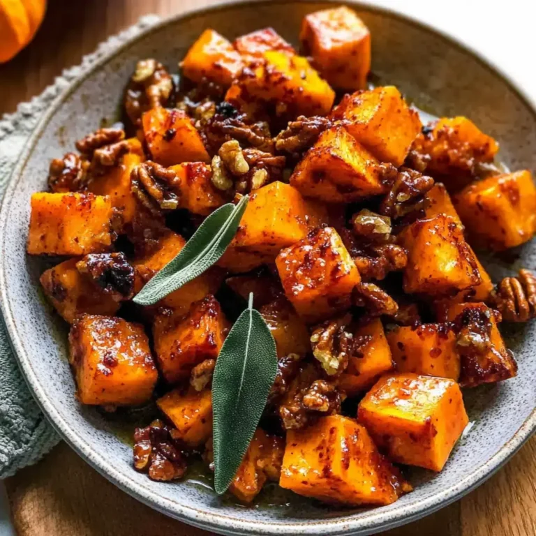 gerösteter Butternut-Kürbis mit kandierten Walnüssen