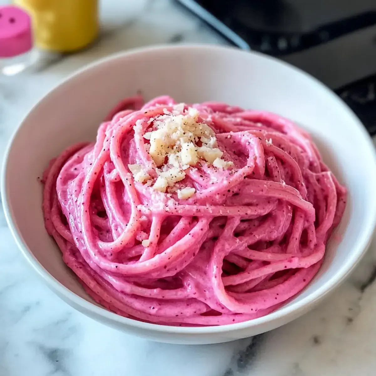 gesunde vegane rosa pasta