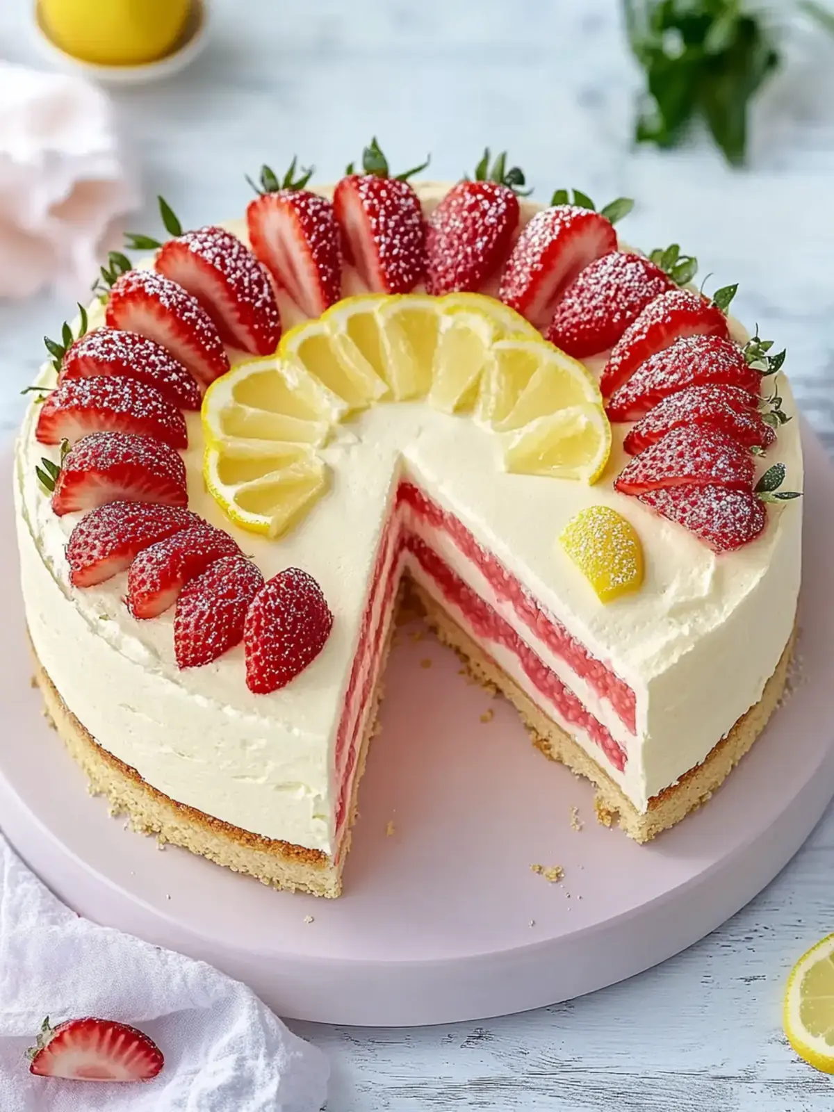 hausgemachter Erdbeerkuchen mit Zitronencreme