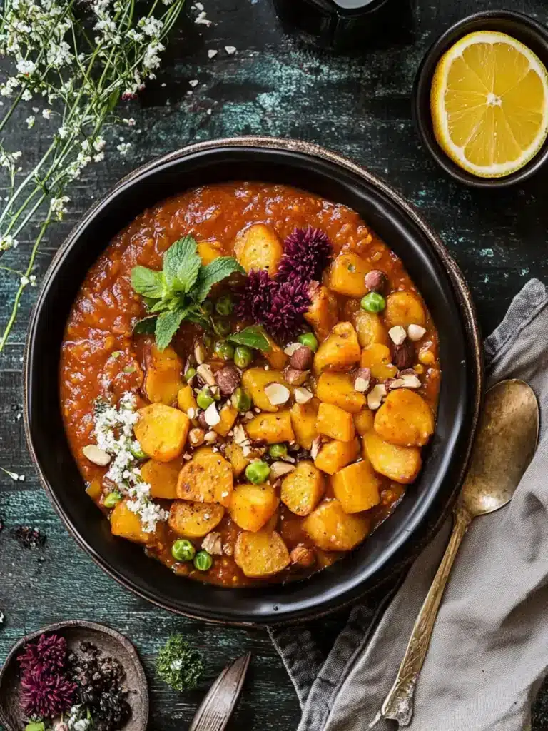 herzhaftes veganes süßkartoffel eintopf