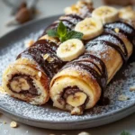 knusprige syye Fryhlingsrollen Banane Schokolade