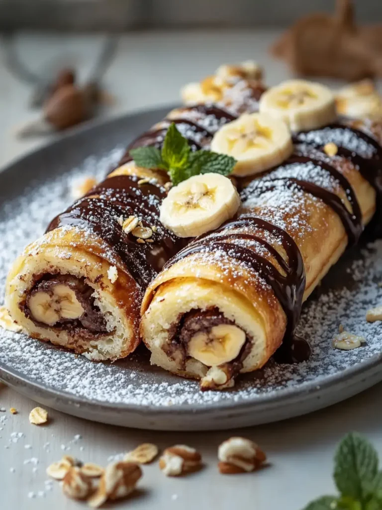 Magische knusprige süße Frühlingsrollen mit Banane und Schokolade