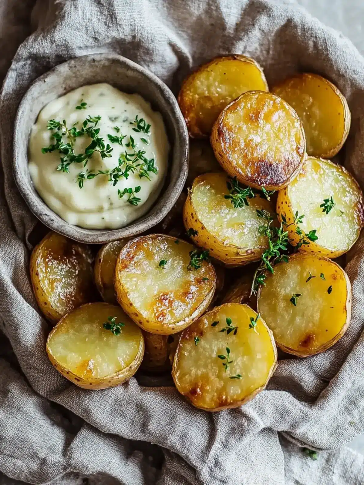 krosse zerdryckte Kartoffeln mit Knoblauch und Kryutern