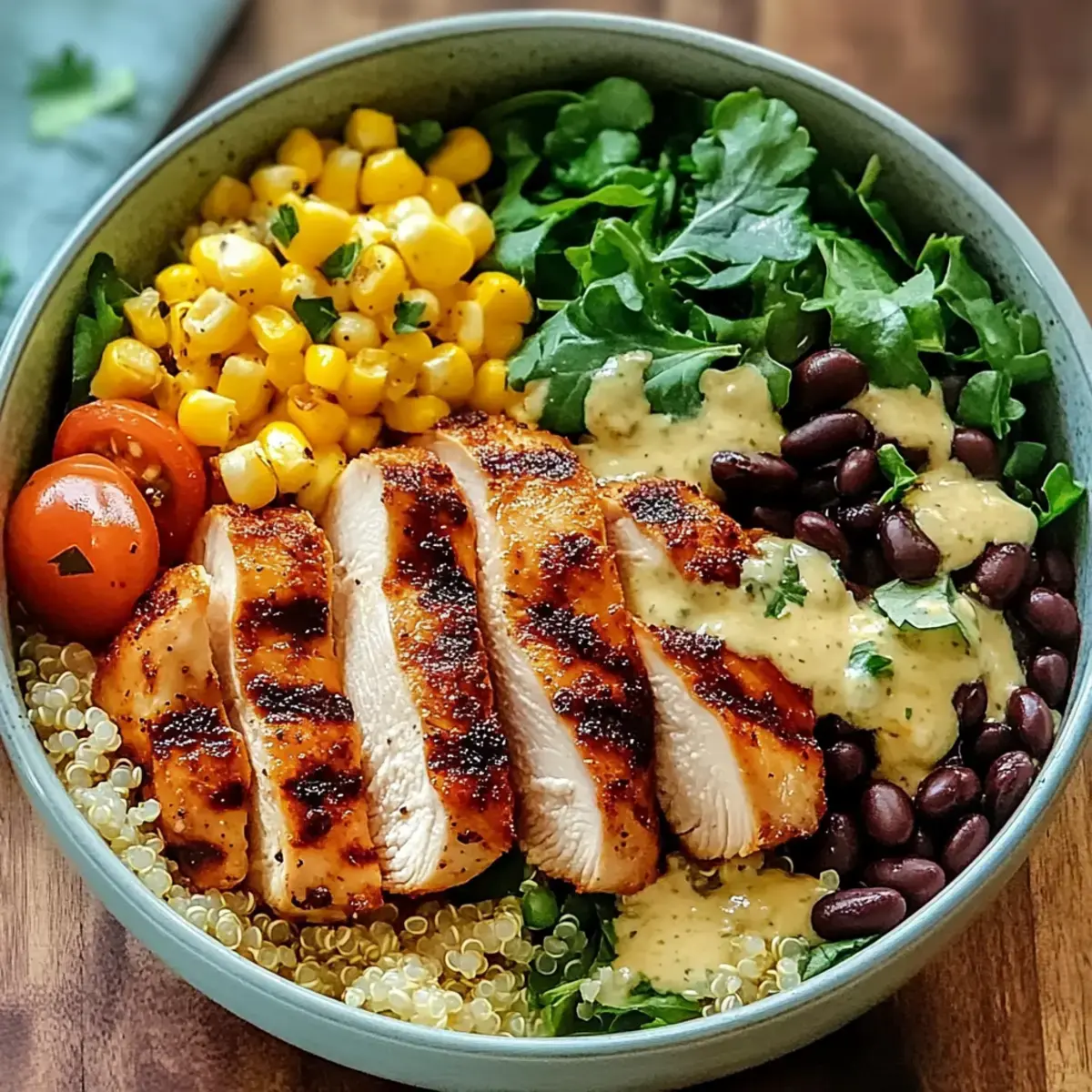 leckere Hähnchen- und Quinoa-Dinner-Schüssel