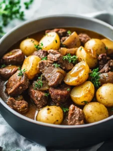 Saftiger Rindfleisch-Pilz-Eintopf im Slow Cooker mit Kartoffeln