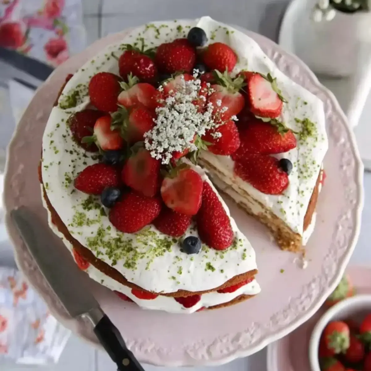 schwedische Erdbeertorte mit Holundersahne