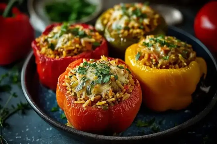 vegetarische gefüllte Paprika mit Reis