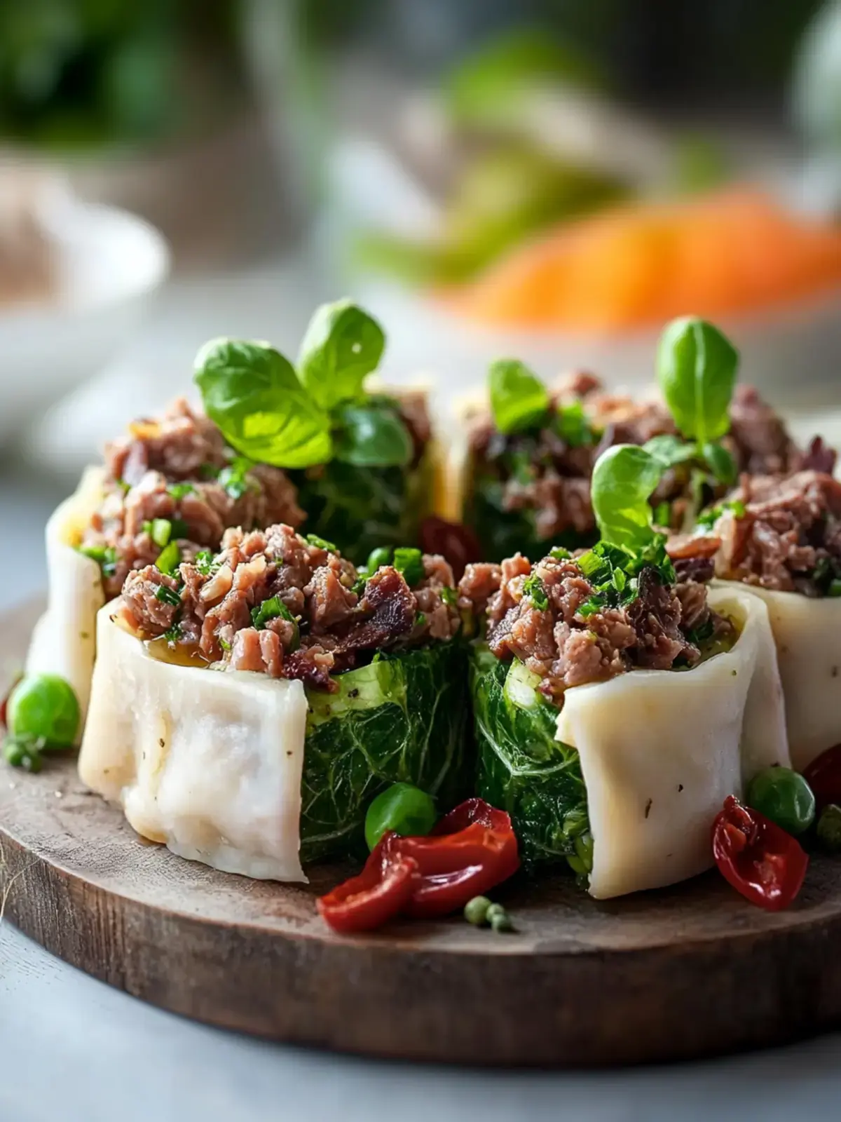 Blattsalat Wraps Hackfleischfüllung