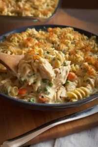 Cremiger Hähnchen-Pot-Pie-Nudelauflauf