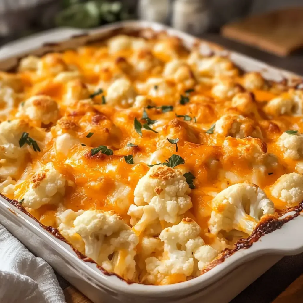 Cremiger Buffalo Hühnchen Cauliflower Auflauf