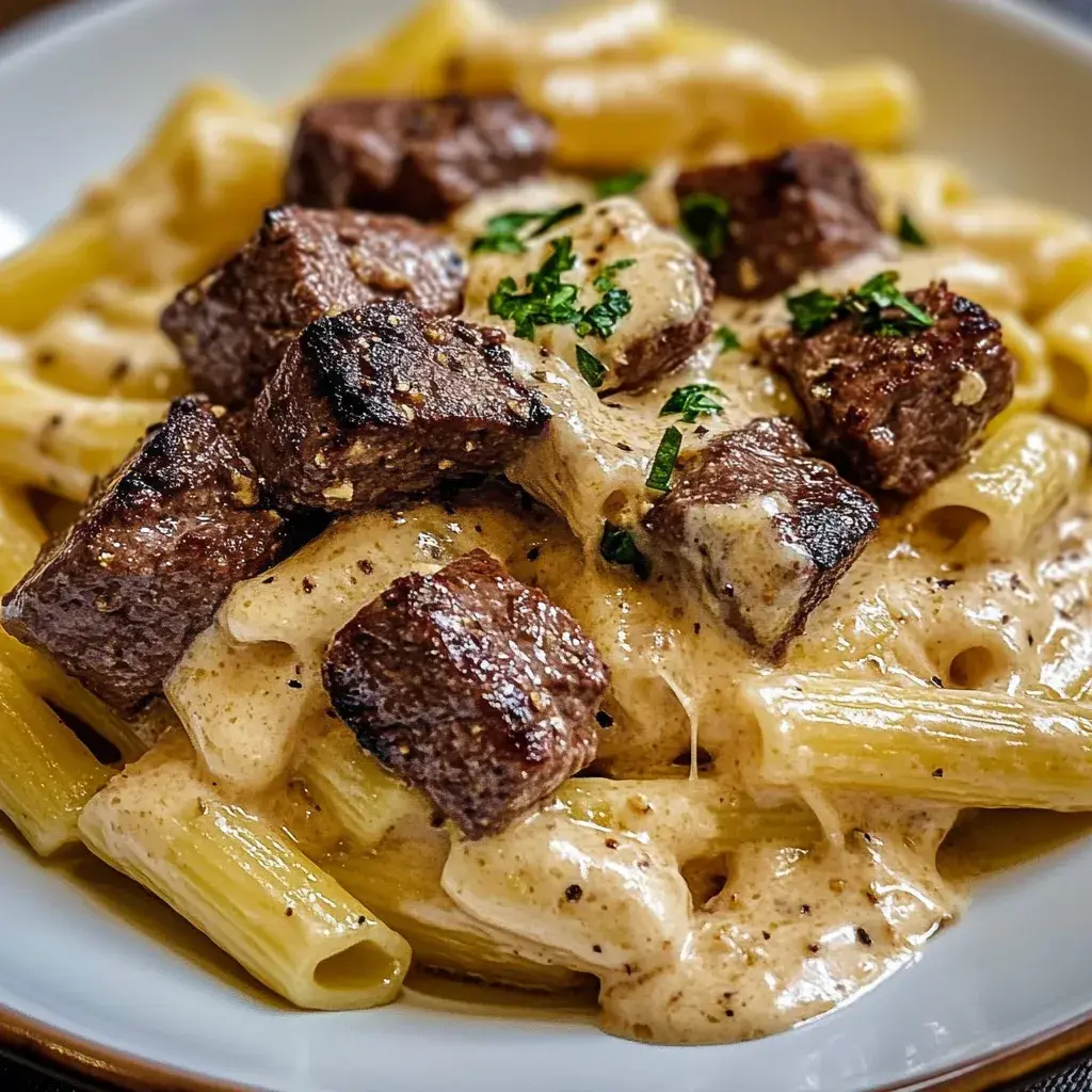 Cremiges Parmesan Rindfleisch mit Rigatoni