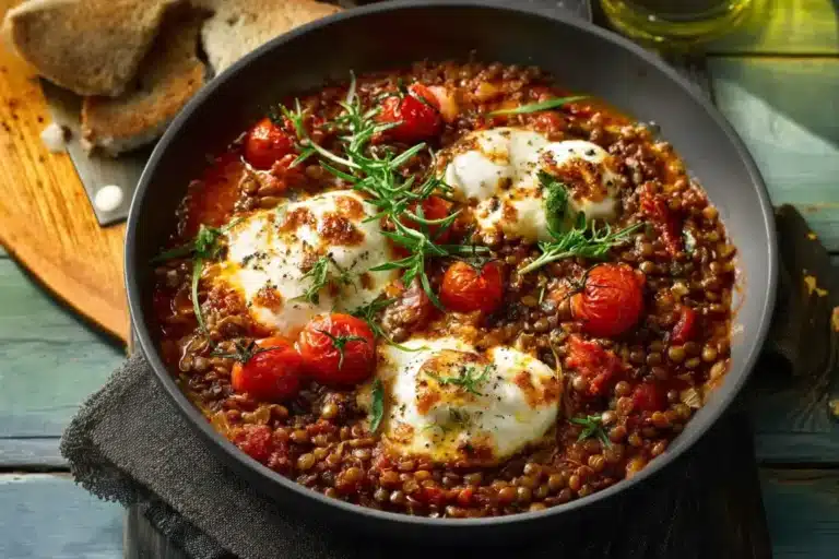 Einfach Linsen Mozzarella Pfanne
