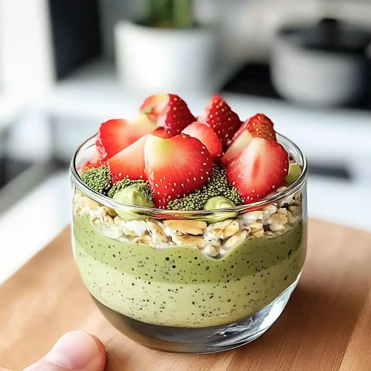 Erdbeer-Matcha-Übernacht-Haferflocken