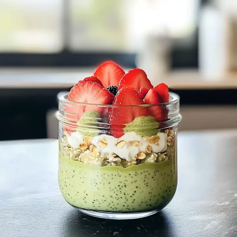 Erdbeer-Matcha-Übernacht-Haferflocken