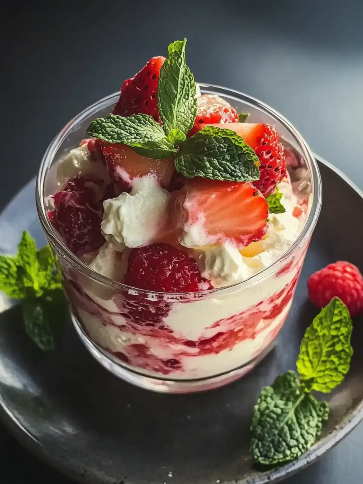 Erdbeerquark mit Minze