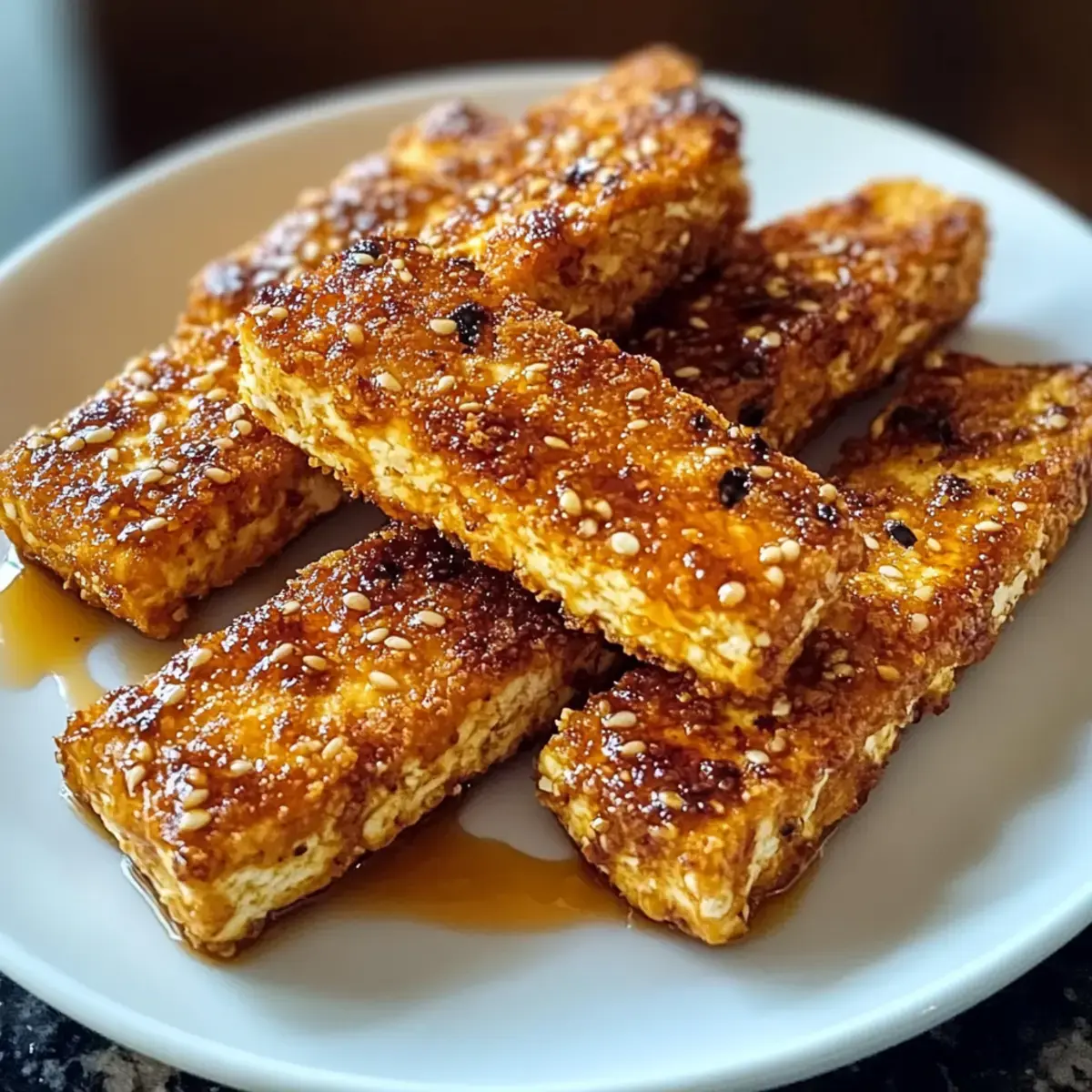 Gebackene Honig-Senf-Tofu-Streifen
