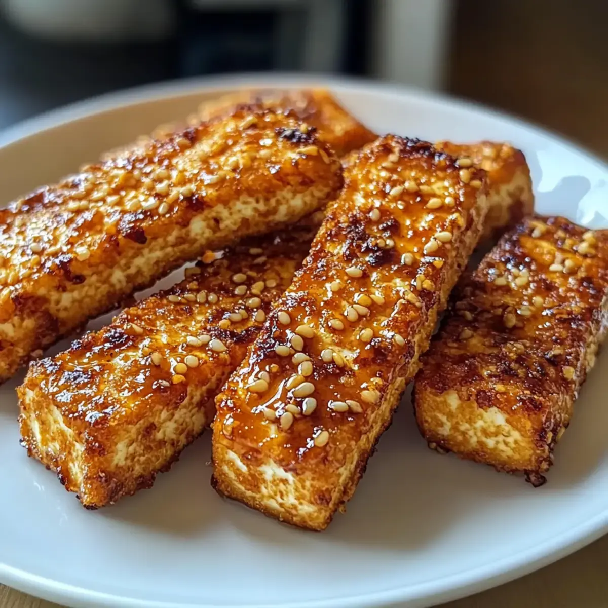 Gebackene Honig-Senf-Tofu-Streifen