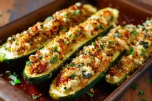 Gefüllte Zucchini mit Couscous & Feta
