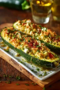 Gefüllte Zucchini mit Feta aus dem Ofen