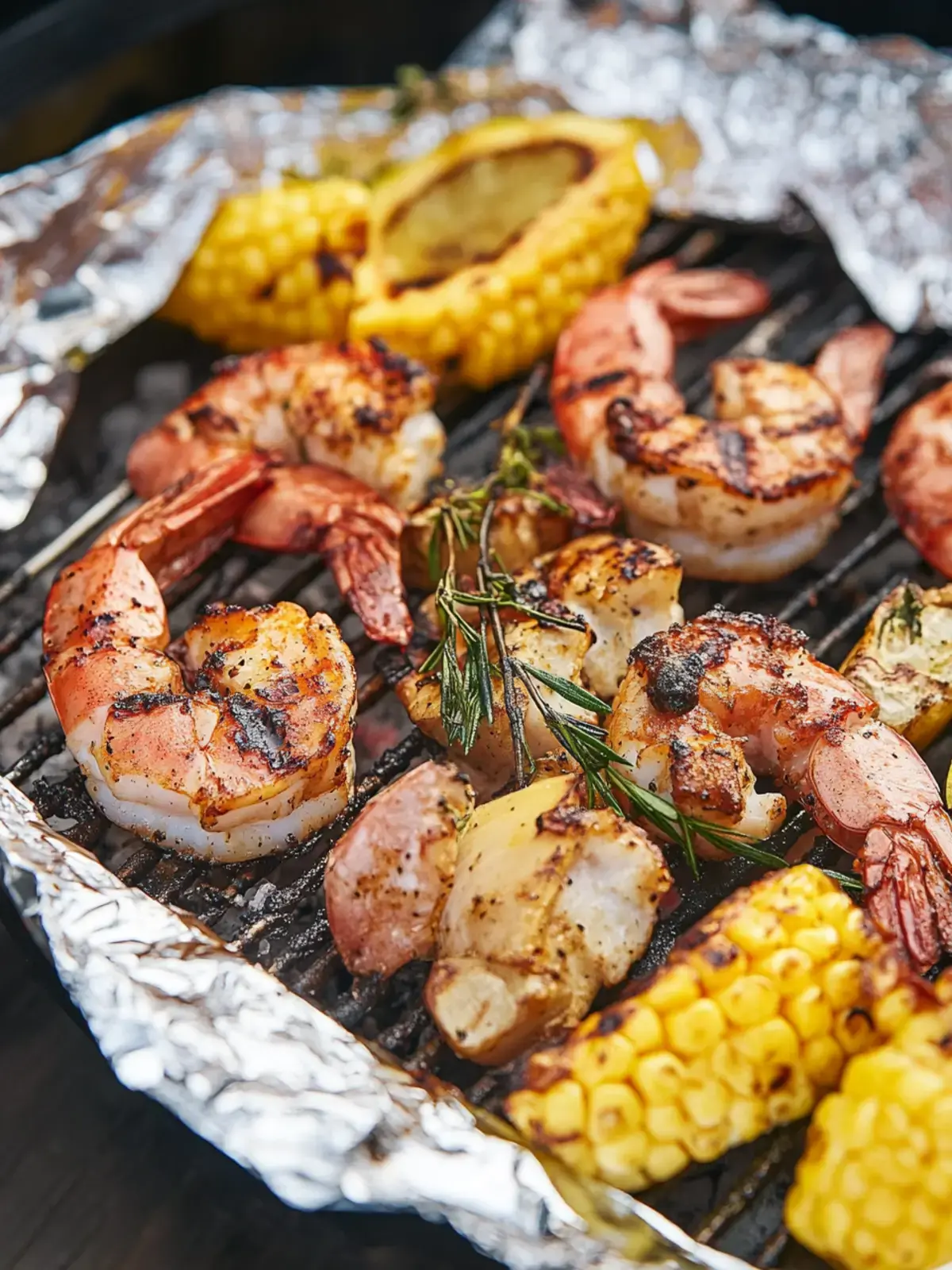 Gegrillte Garnelen Folienpakete