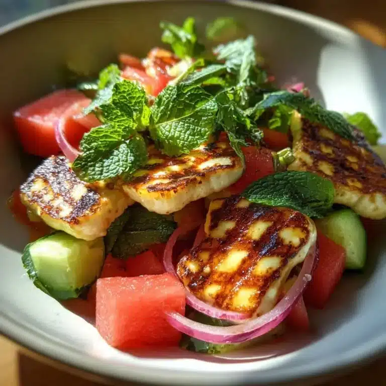 Gegrillter Halloumi-Wassermelonen-Salat