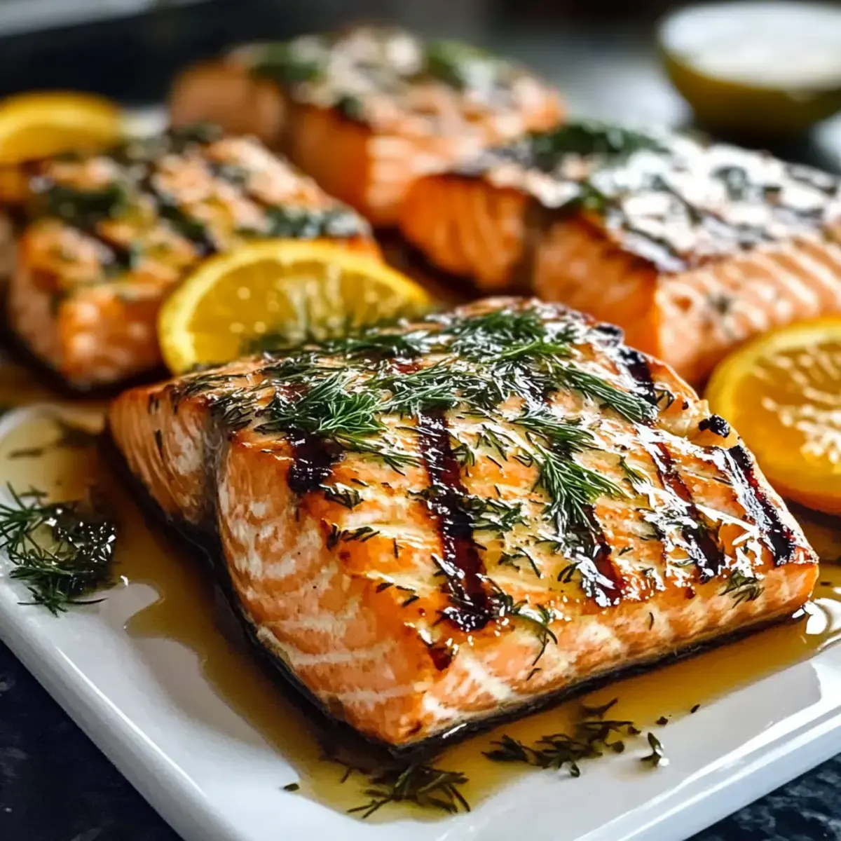 Gegrillter Lachs Honig Zitrus Marinade