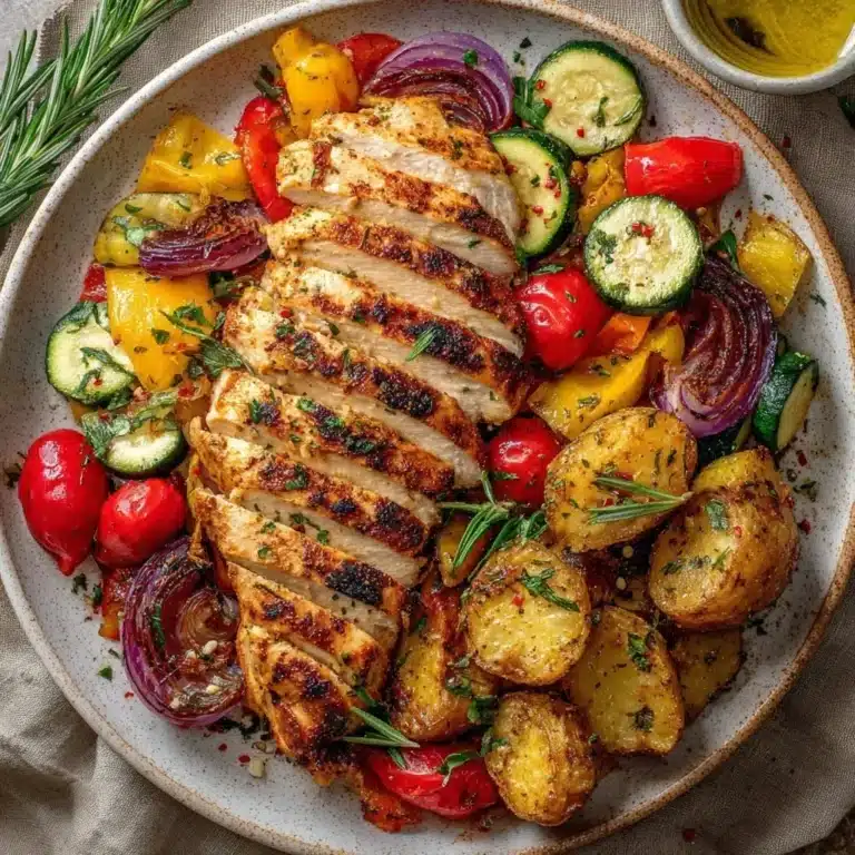 Gegrilltes Hähnchenbrustfilet mediterranes Gemüse