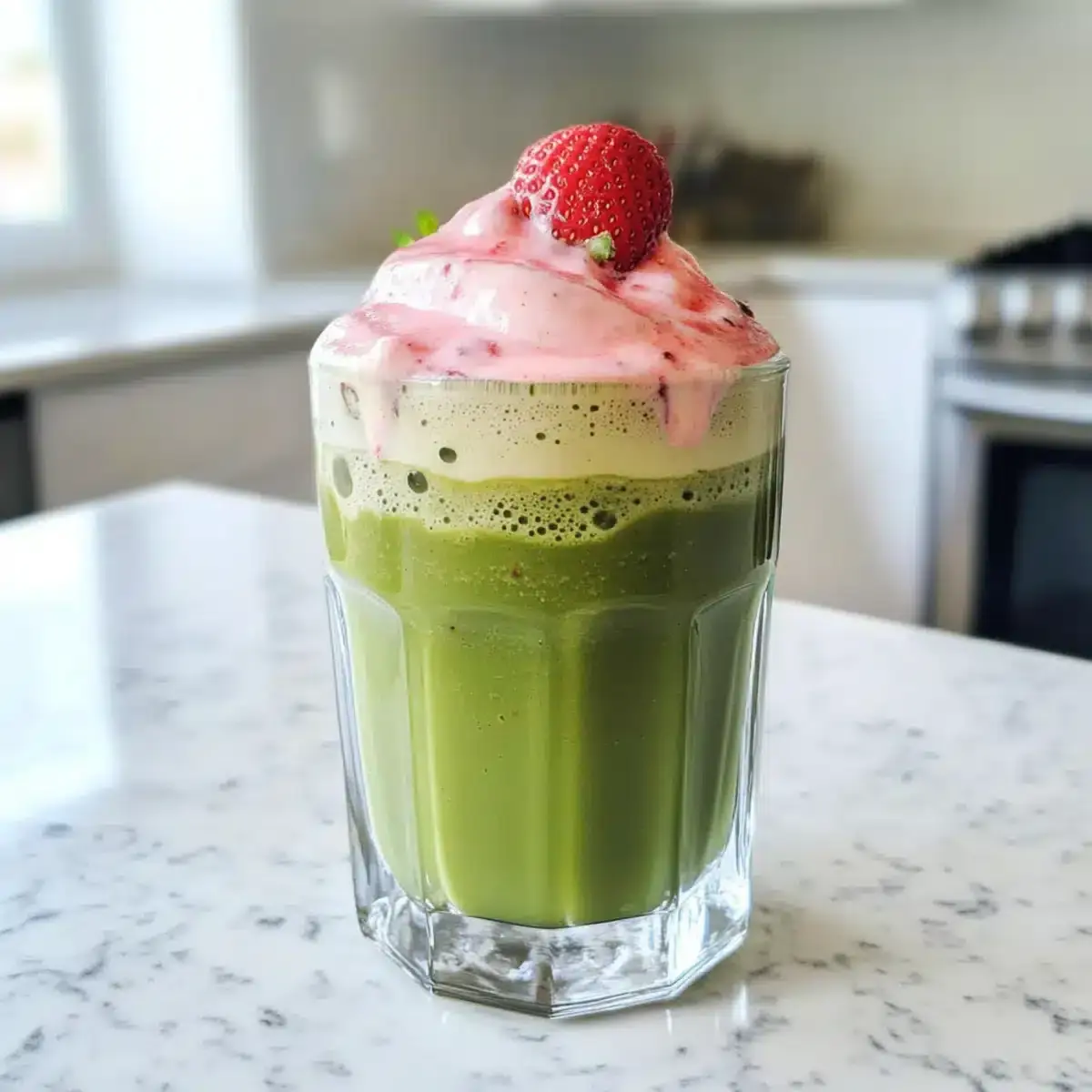 Gekühlter Matcha Latte Erdbeer