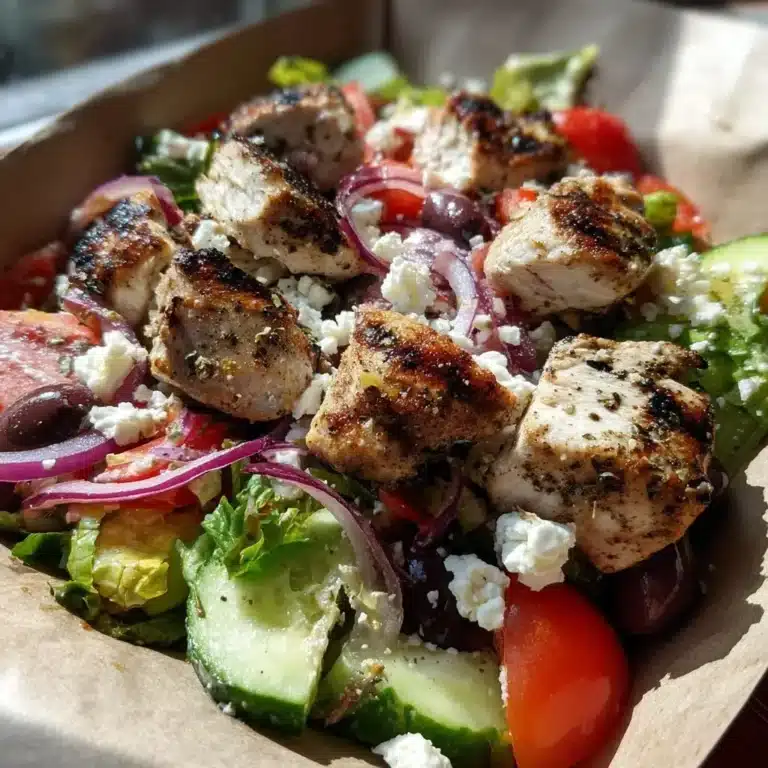 Griechischer Hähnchen Souvlaki Salat