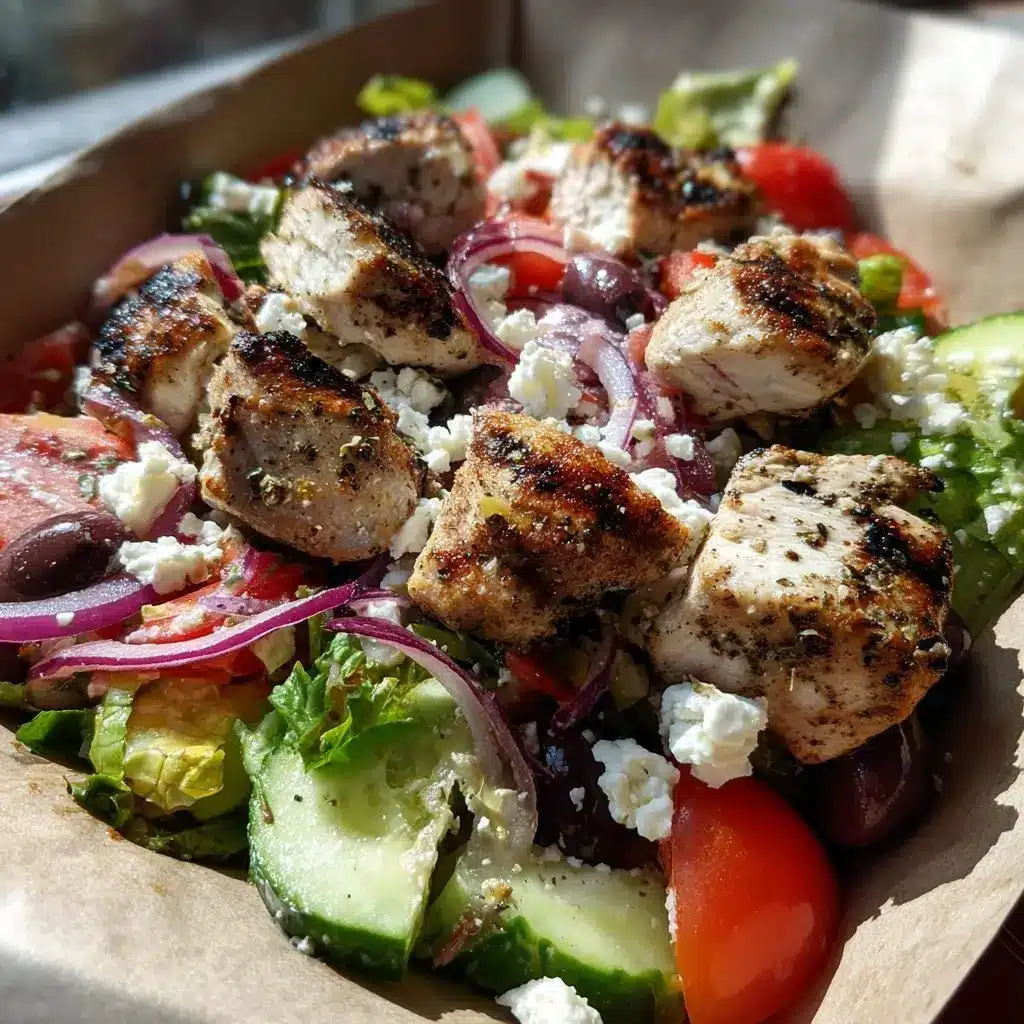 Griechischer Hähnchen Souvlaki Salat