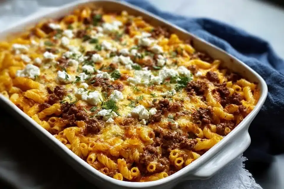 Griechischer Nudelauflauf mit Feta