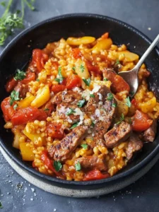 Hackfleisch-Reis-Pfanne mit Paprika für schnelle Familienabende