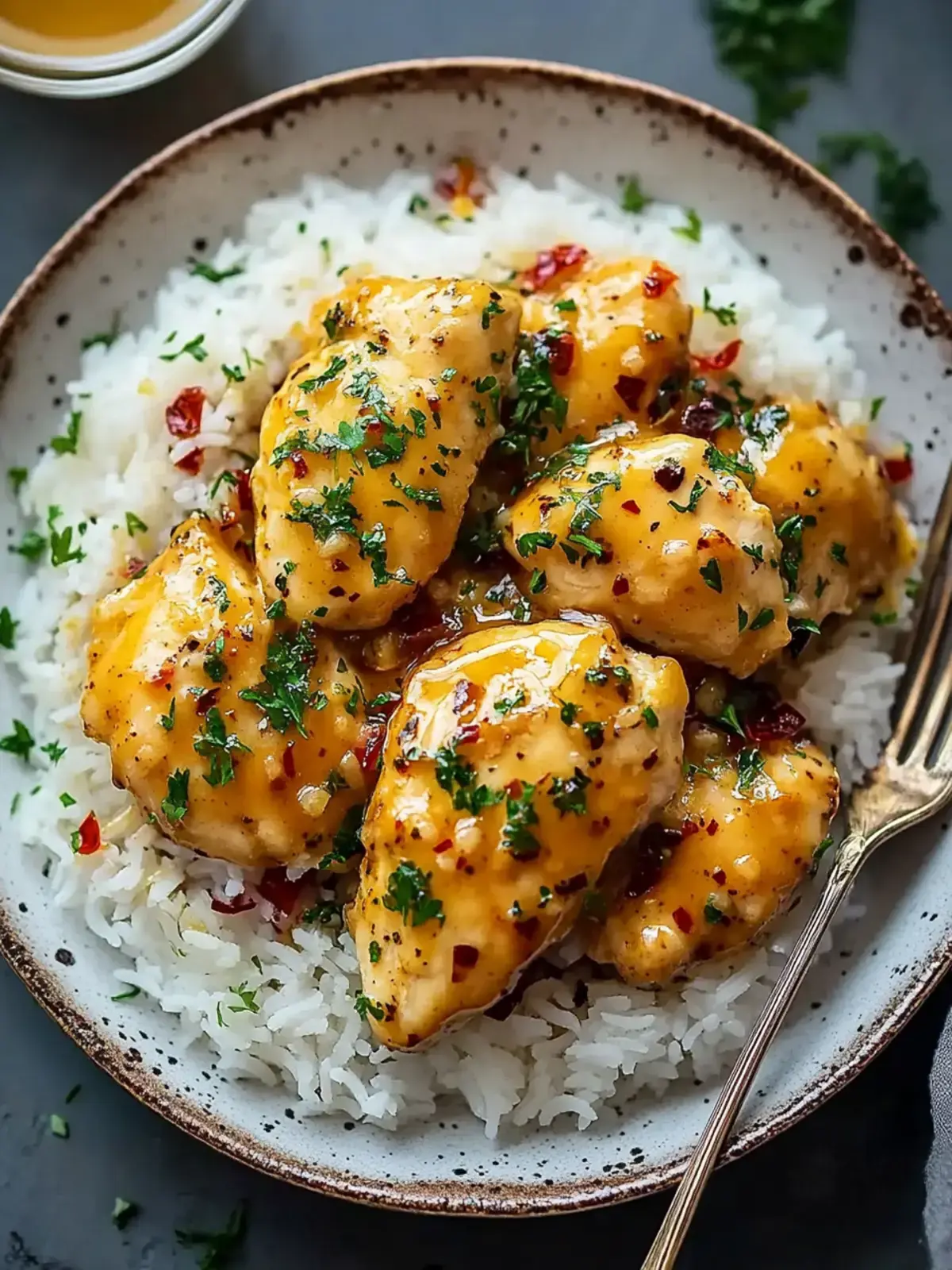 Honig-Senf-Hähnchen mit Reis