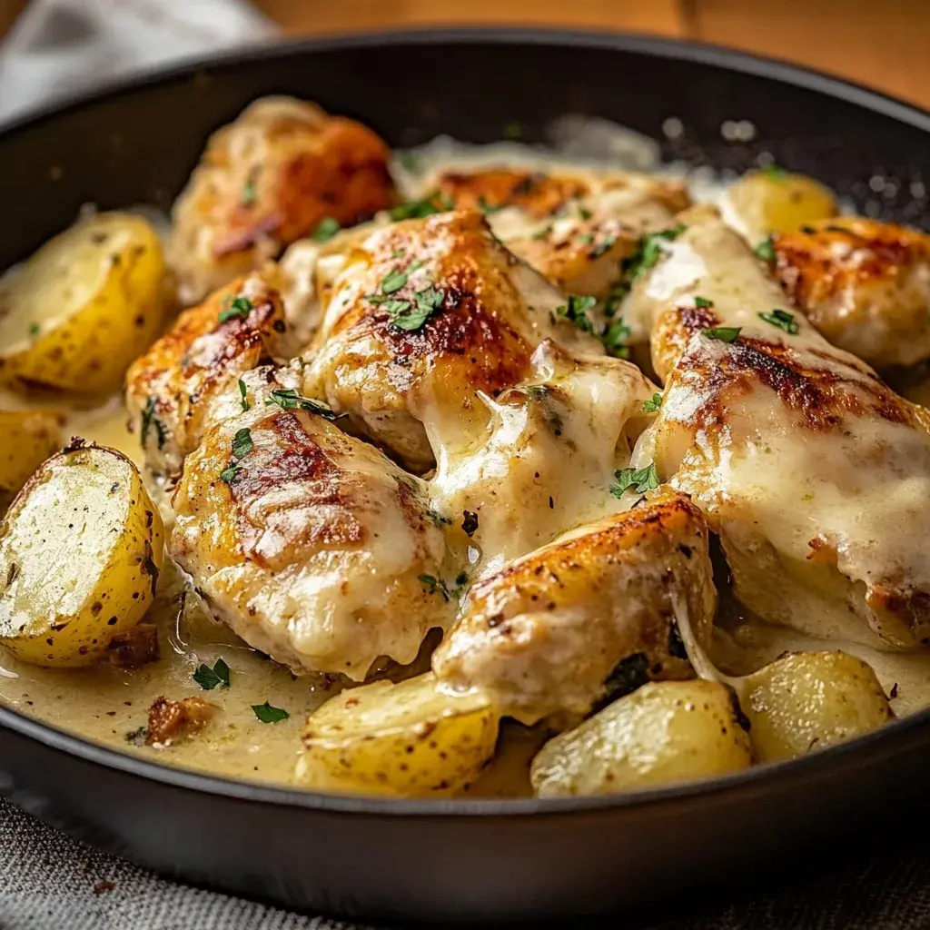Hähnchen mit Knoblauch und Parmesan und Kartoffeln