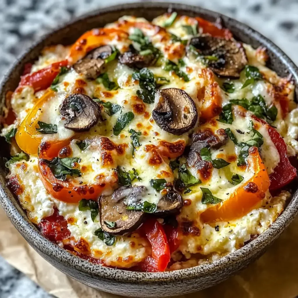 Hüttenkäse-Pizza-Schüssel