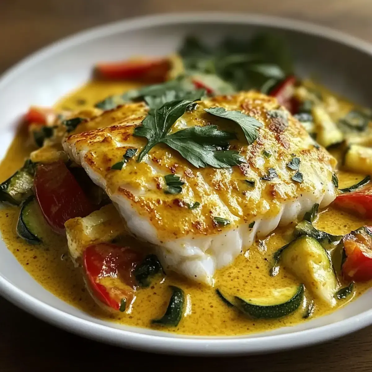 Kabeljau mit Kokos-Curry