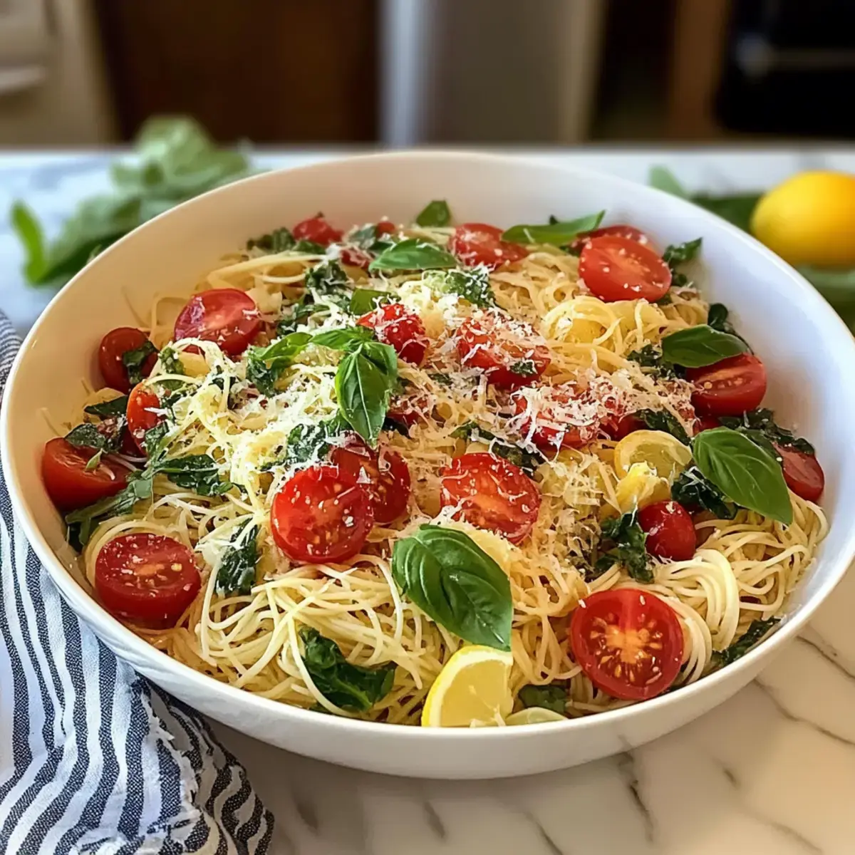 Kalter Zitronen Capellini Salat