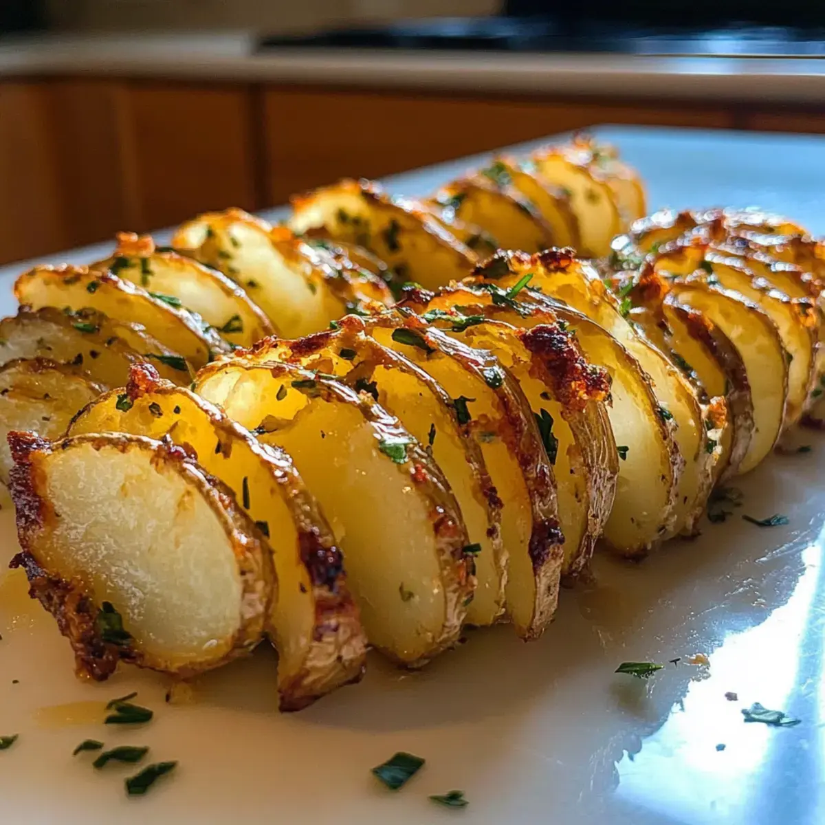 Knoblauchbutter-Akkordeonkartoffeln