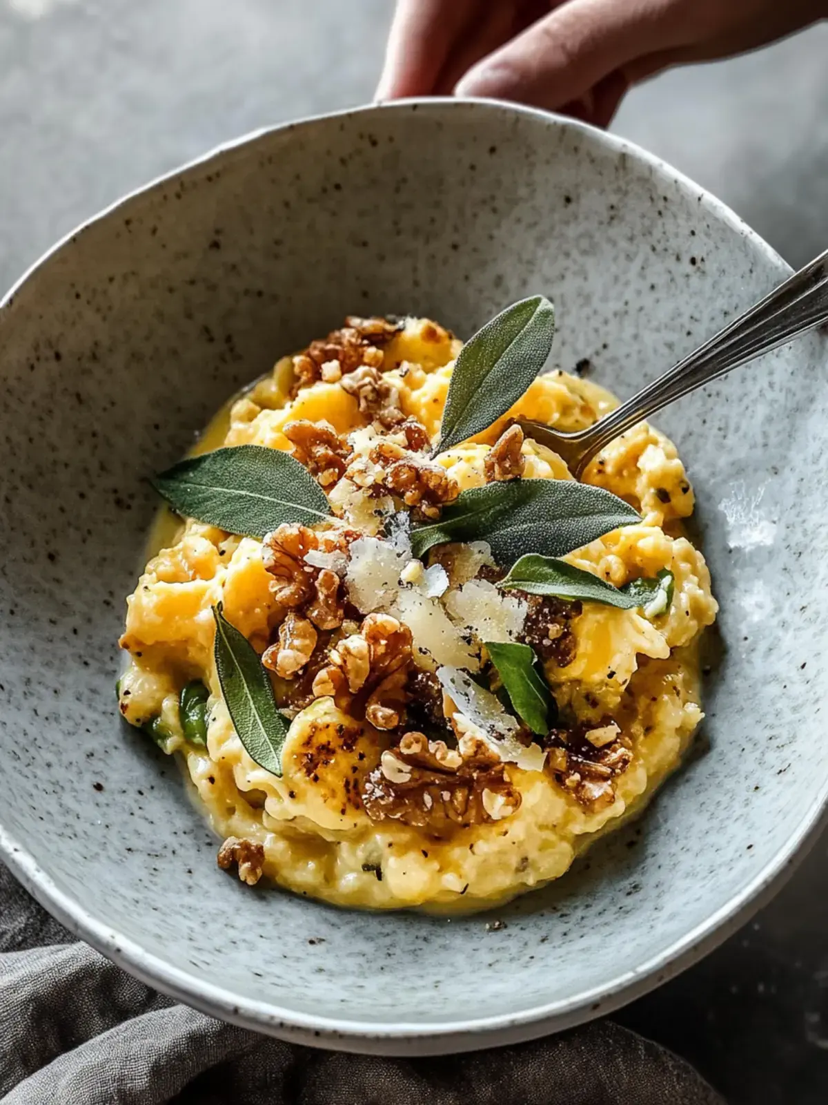 Kürbis Spätzle mit Walnuss Salbei