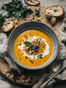 Cremige Kürbissuppe mit Kokosmilch