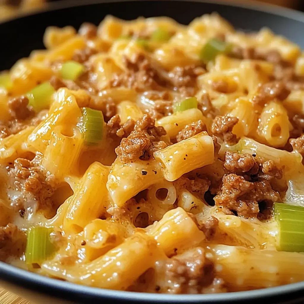 Käse-Lauch-Pasta mit Hackfleisch
