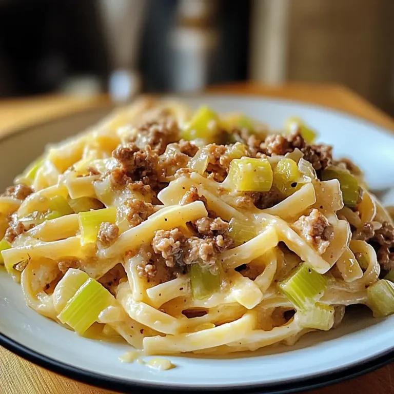 Käse-Lauch Pasta mit Hackfleisch