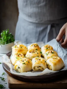 Käse-Zwiebel-Kartoffel-Blätterteig-Rollen für Herz und Gaumen