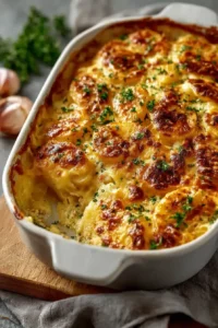 Käse überbackene Kartoffeln aus dem Ofen