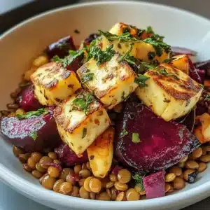 Leckeres Halloumi-Rezept mit Limonen und Linsen