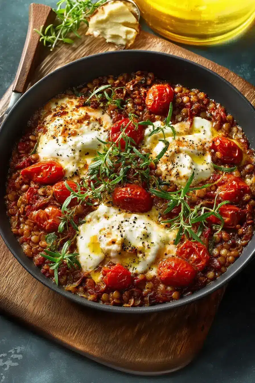 Linsen Mozzarella Pfanne
