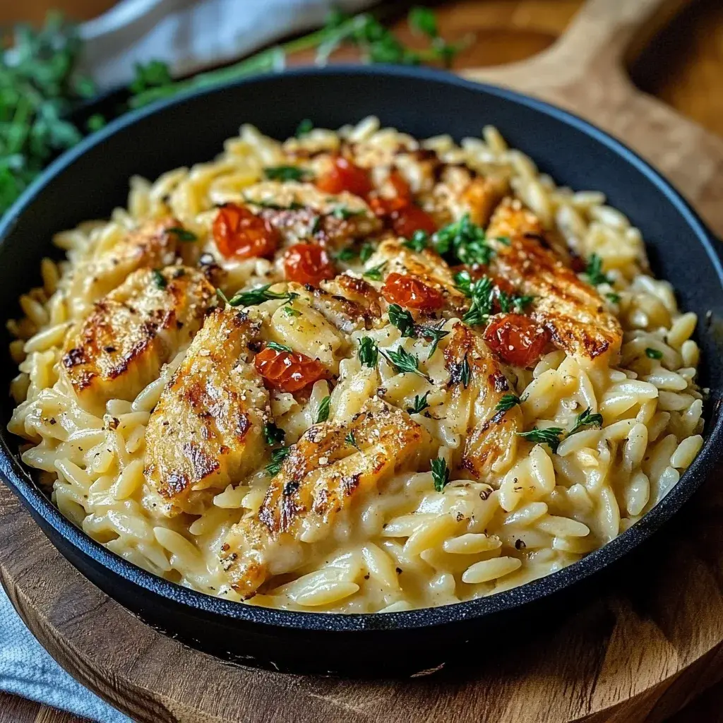 One Pot Orzo Pasta mit Hähnchen
